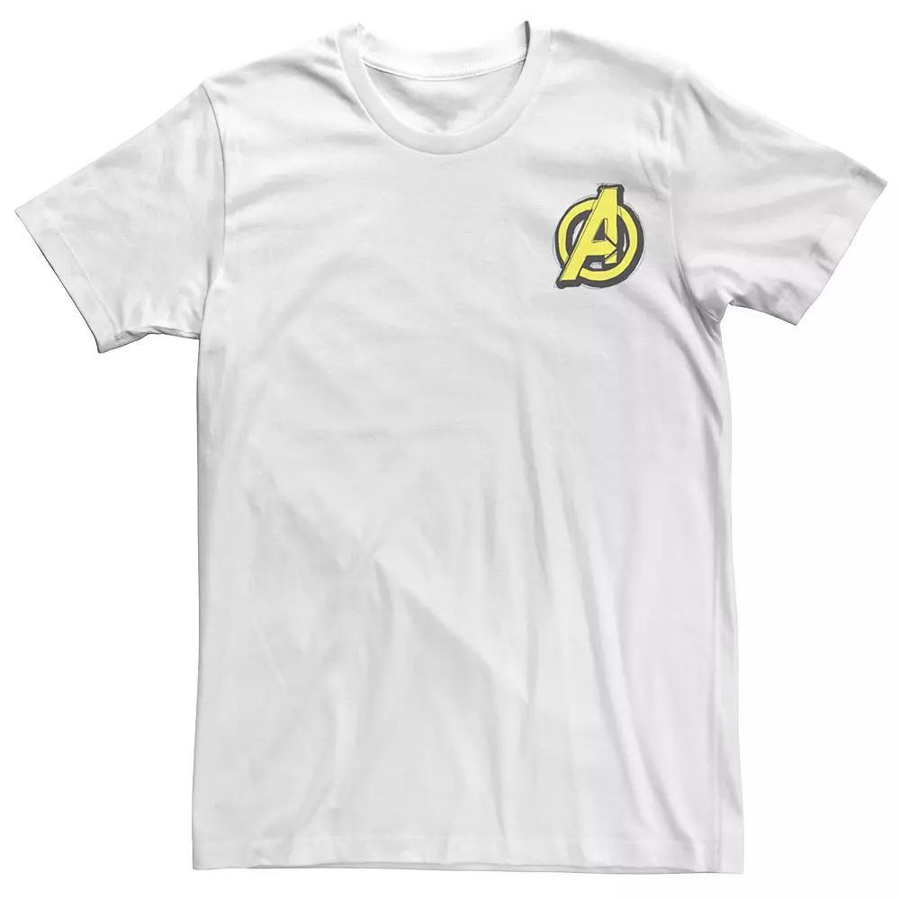 Men's Marvel Avengers Yellow Block Logo Tee, Size: Large, White Product Image