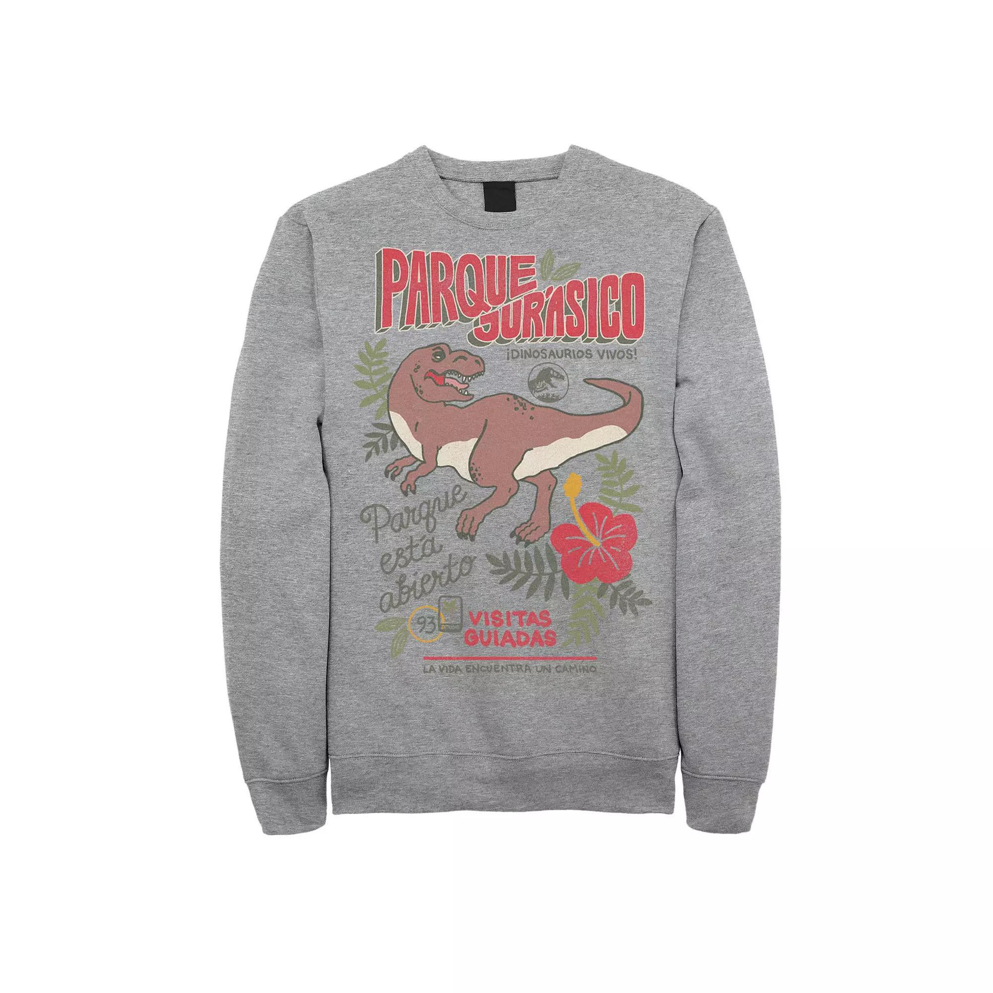 Men's Jurassic Park Spanish Opening Day Poster Sweatshirt, Size: Medium, Athletic Grey Product Image