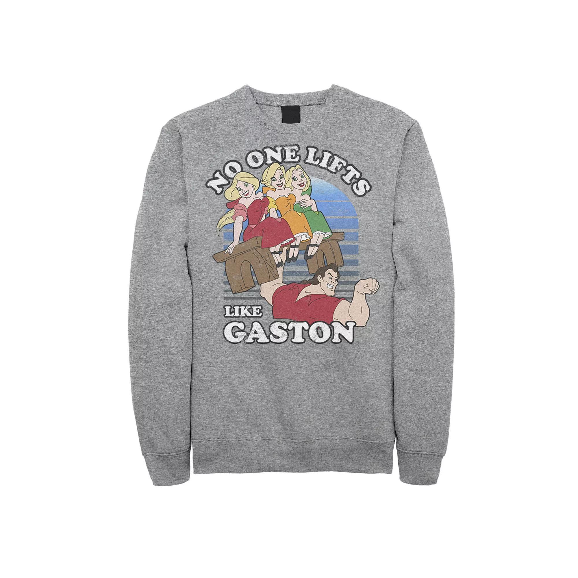 Disney's Beauty And The Beast Men's Lifts Like Gaston Fleece Graphic Pullover, Size: Medium, Athletic Grey Product Image
