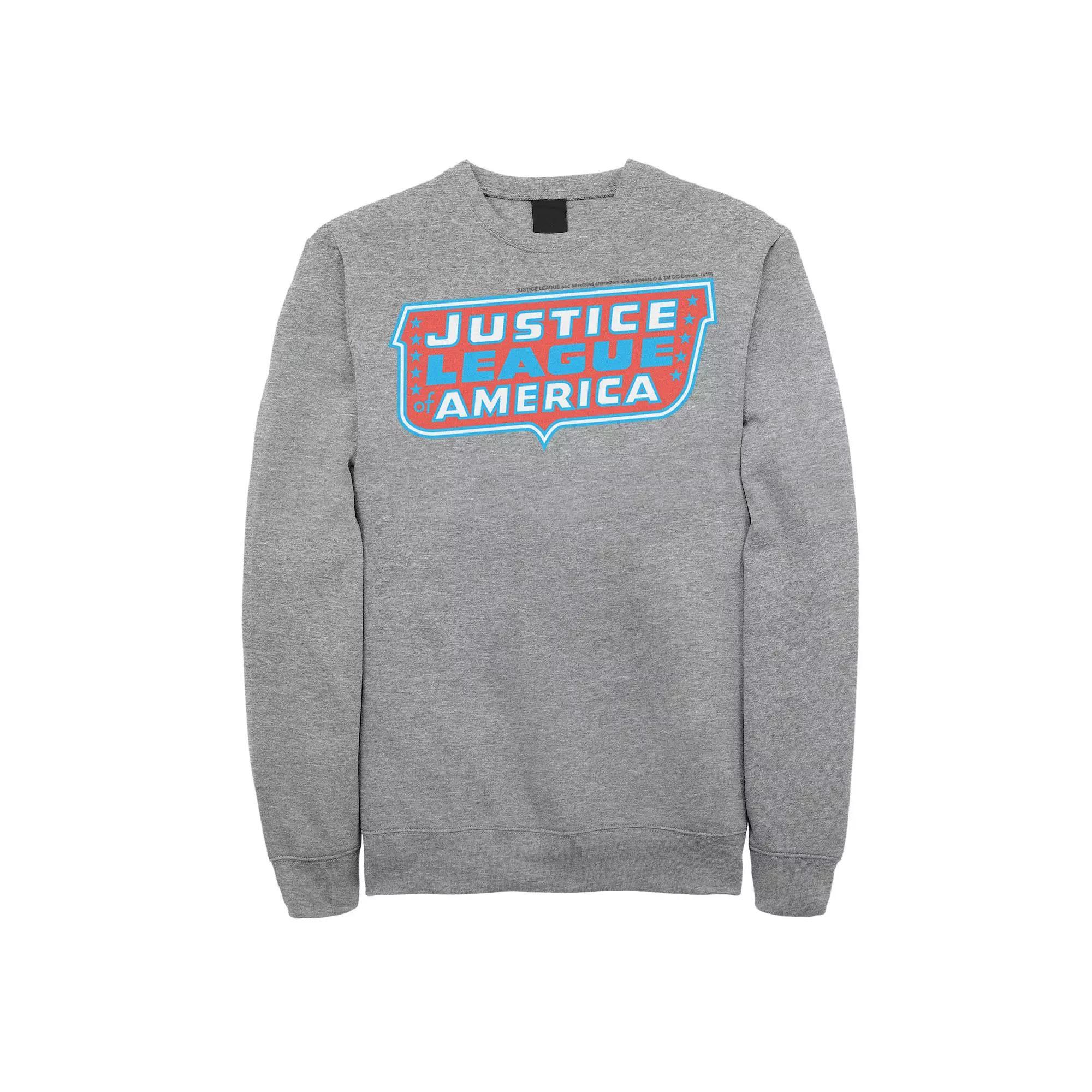 Men's DC Comics Justice League Of America Text Poster Logo Sweatshirt, Size: XXL, Athletic Grey Product Image
