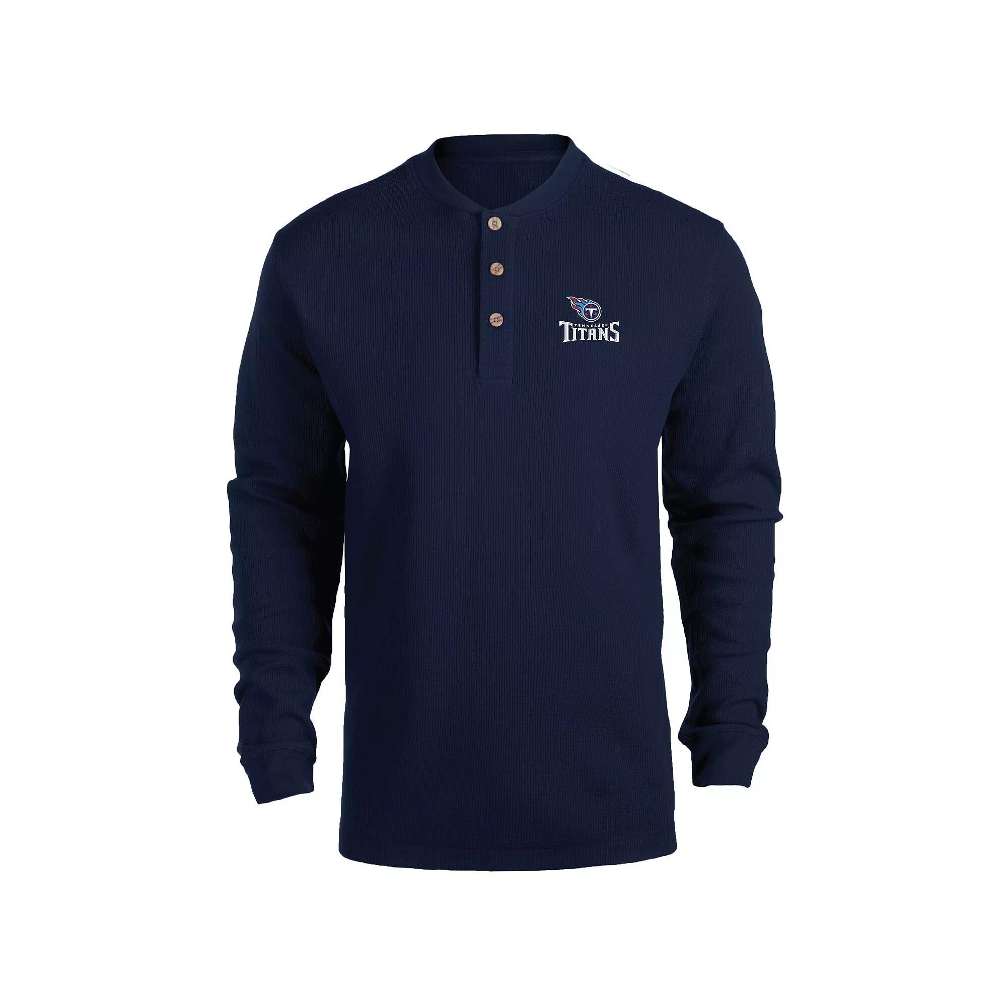 Men's Dunbrooke Navy Tennessee Titans Logo Maverick Thermal Henley Long Sleeve T-Shirt, Size: 2XL, Blue Product Image