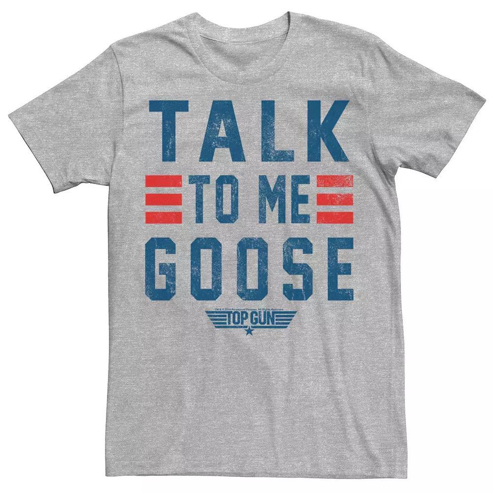 Men's Top Gun Talk To Me Goose Distressed Text Tee, Size: XS, Athletic Grey Product Image