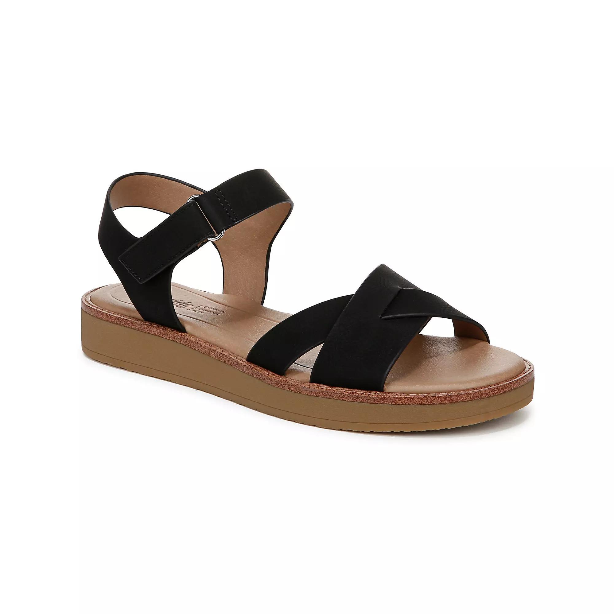 LifeStride Wren Women's Strappy Sandals, Size: 8 Wide, Black Faux Leather Product Image