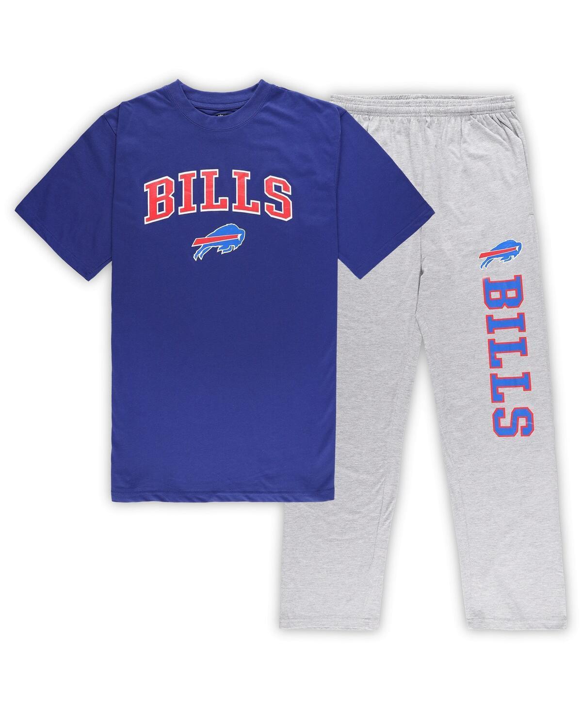 Men's Concepts Sport Royal/Heather Gray Buffalo Bills Big & Tall T-Shirt & Pants Sleep Set, Size: 4XB, Blue Product Image