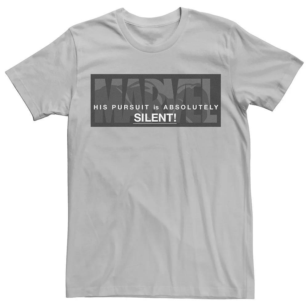 Men's Marvel Black Panther His Pursuit Is Absolutely Silent Logo Graphic Tee, Size: XL, Silver Product Image