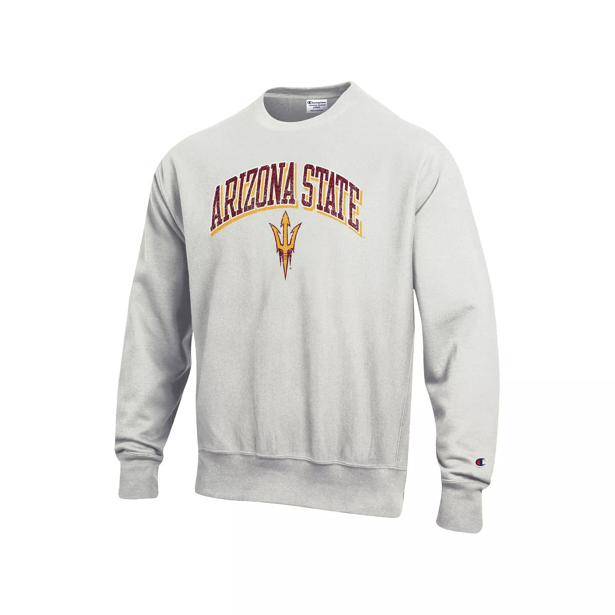 Men's Champion Gray Arizona State Sun Devils Arch Over Logo Reverse Weave Pullover Sweatshirt, Size: Small, Grey Product Image