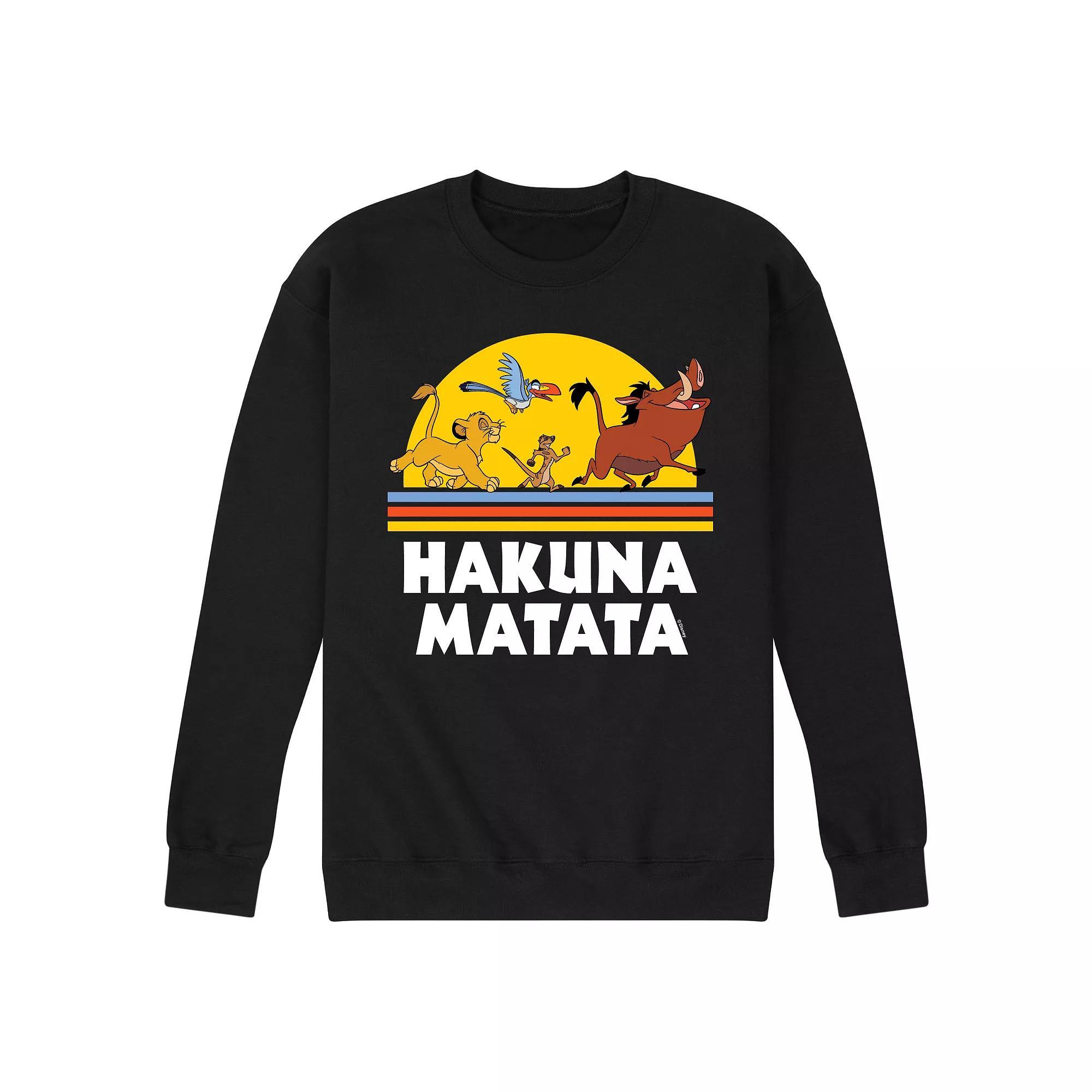 Disneys The Lion King Mens Hakuna Matata Sunset Fleece Sweatshirt Blue Product Image