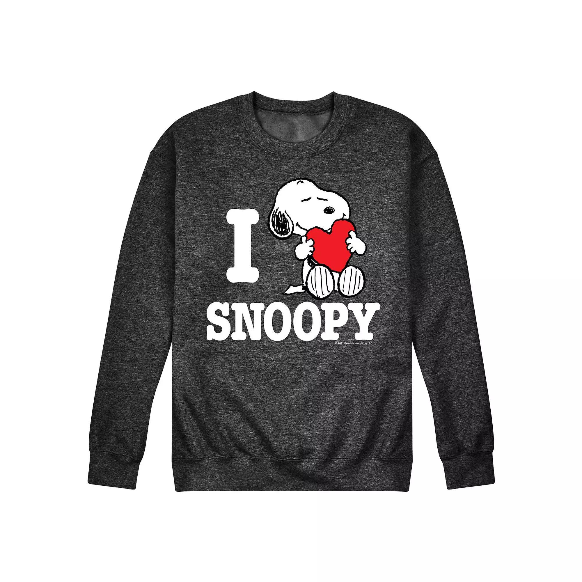 Mens Peanuts I Love Snoopy Sweatshirt Heather Grey Product Image