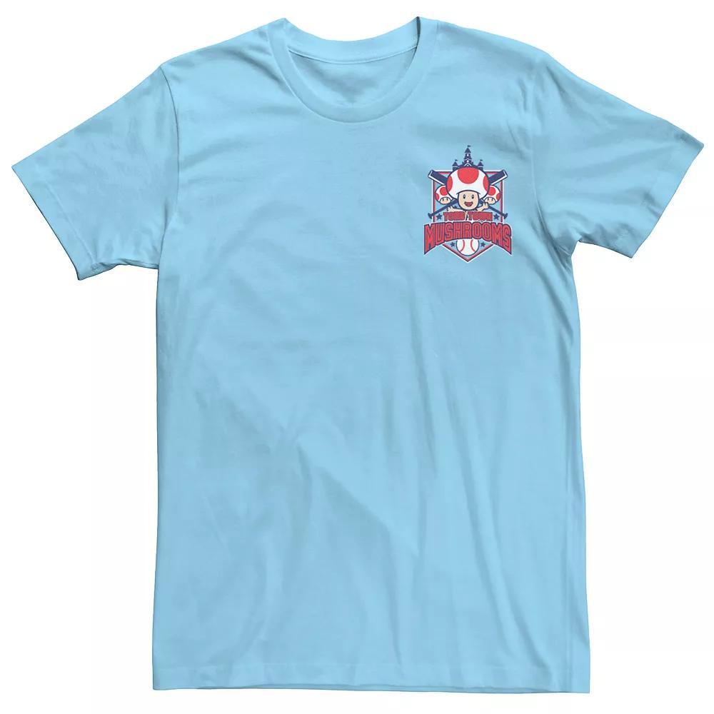 Men's Nintendo Super Mario Baseball Toad Town Mushrooms Tee, Size: 3XL, Light Blue Product Image