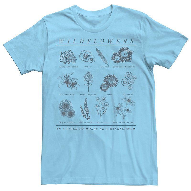 Men's Wildflowers In A Field Of Roses Be A Wildflower Sketch Tee, Size: Small, Light Blue Product Image