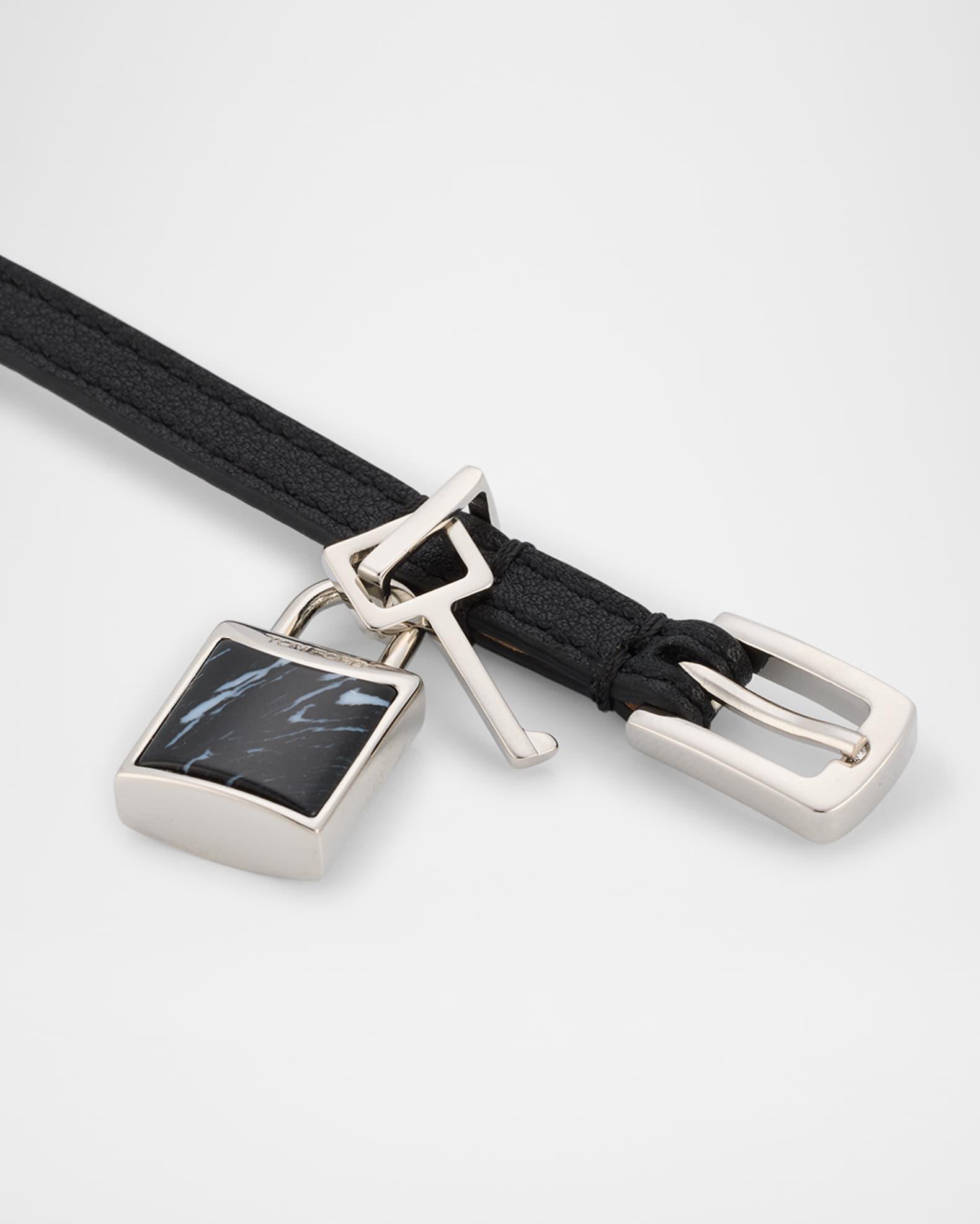Stone Lock Leather Wrap Bracelet Product Image