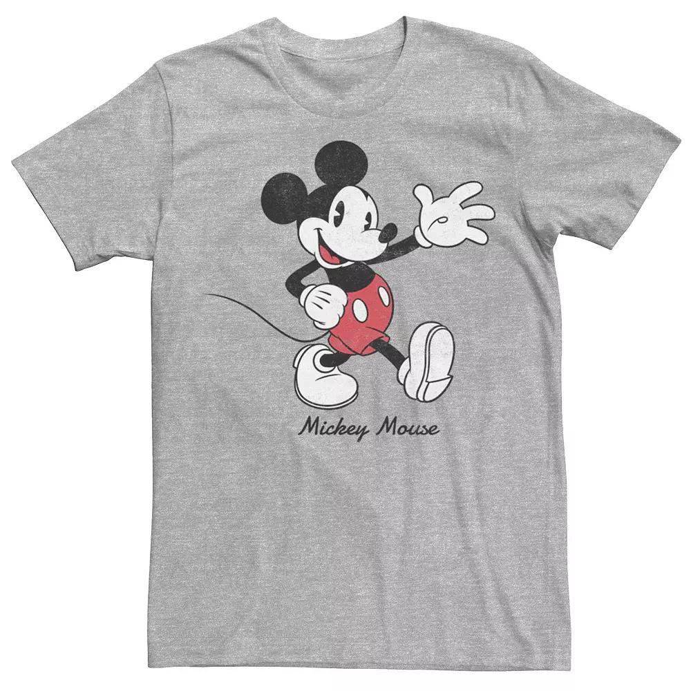 Disney's Mickey Mouse Cursive Text Circle Logo Men's Tee, Size: Medium, Athletic Grey Product Image