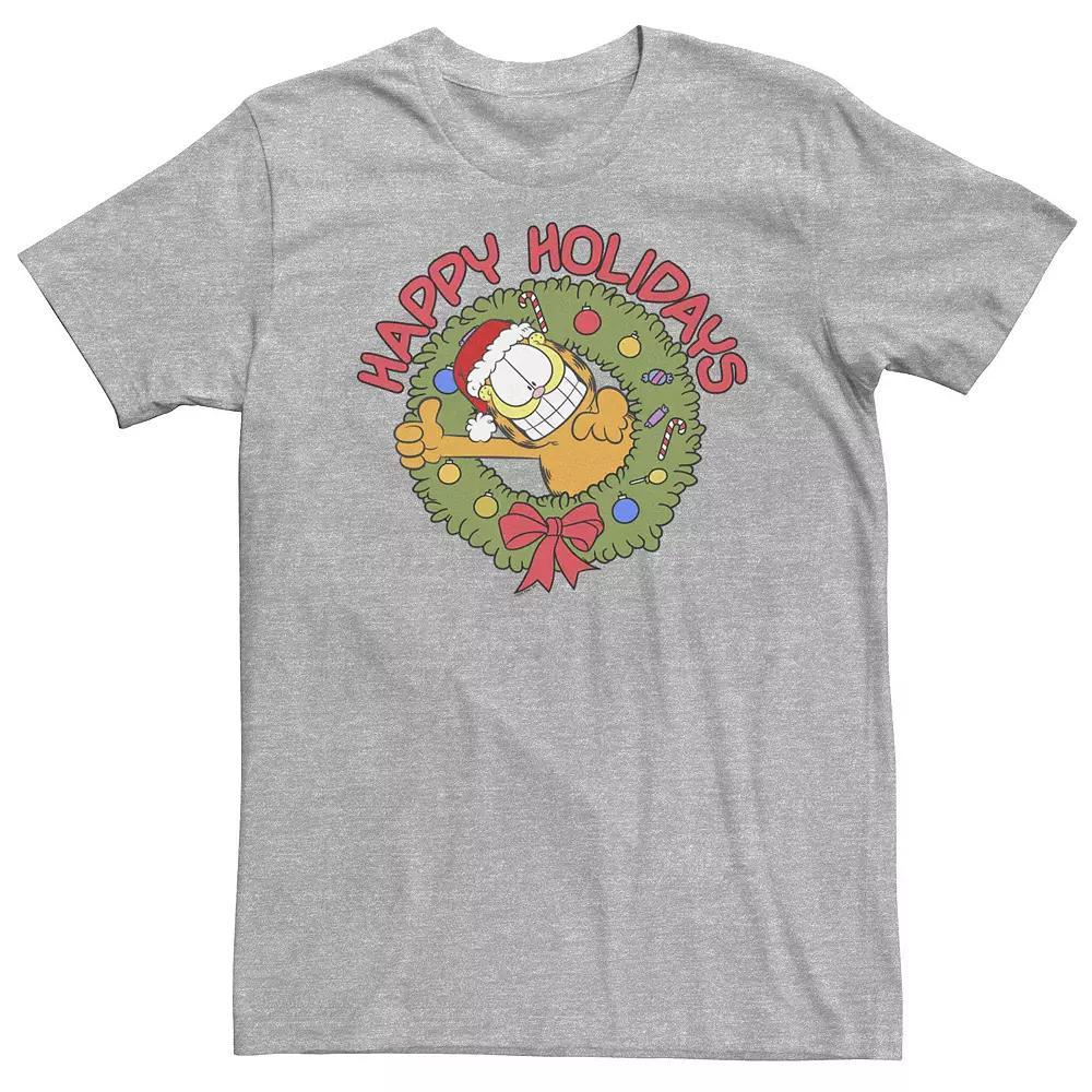 Big & Tall Garfield Happy Holidays Garfield Wreath Tee, Men's, Size: 3XL Tall, Athletic Grey Product Image