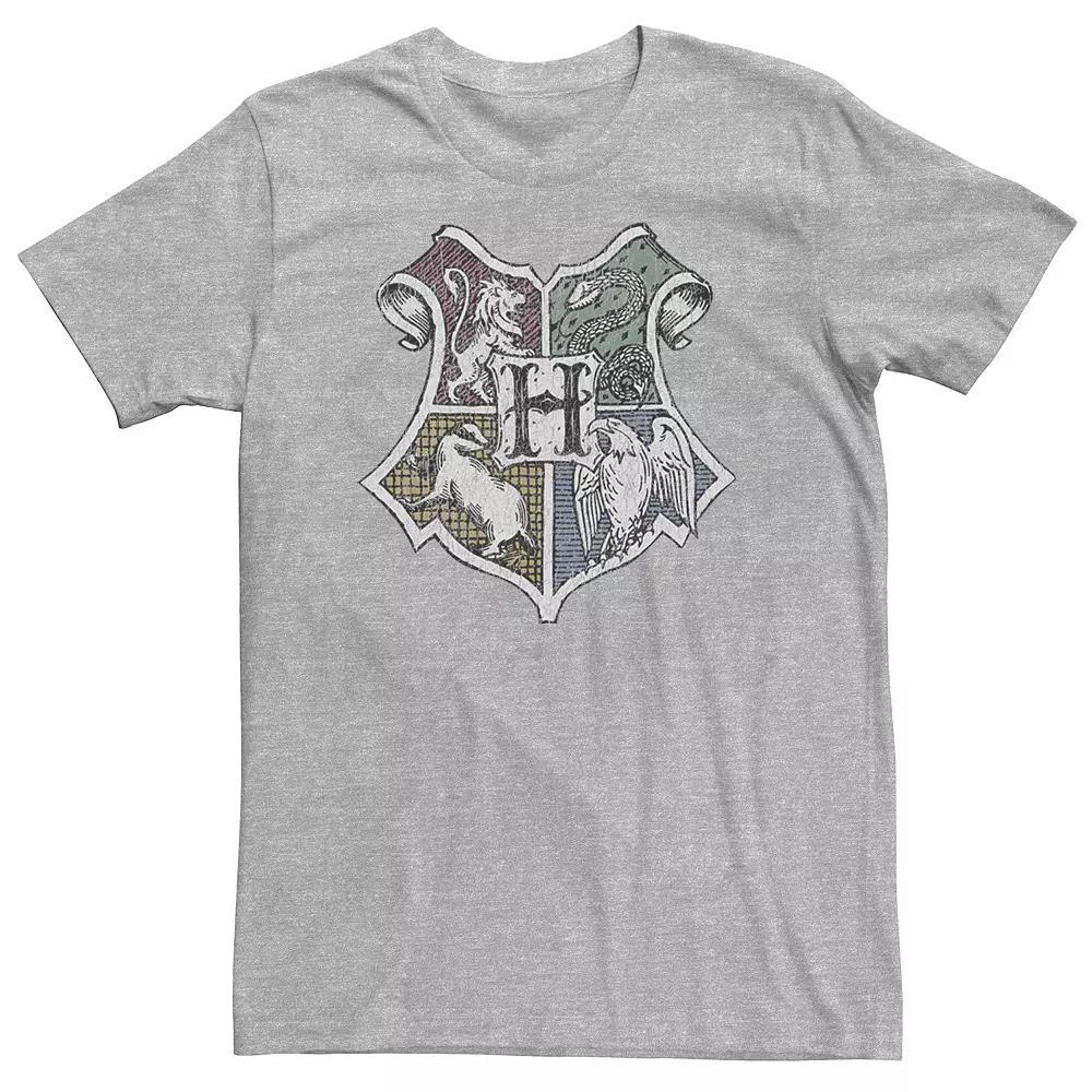 Big & Tall Harry Potter Hand Drawn Crest Tee, Men's, Size: XXL Tall, Athletic Grey Product Image