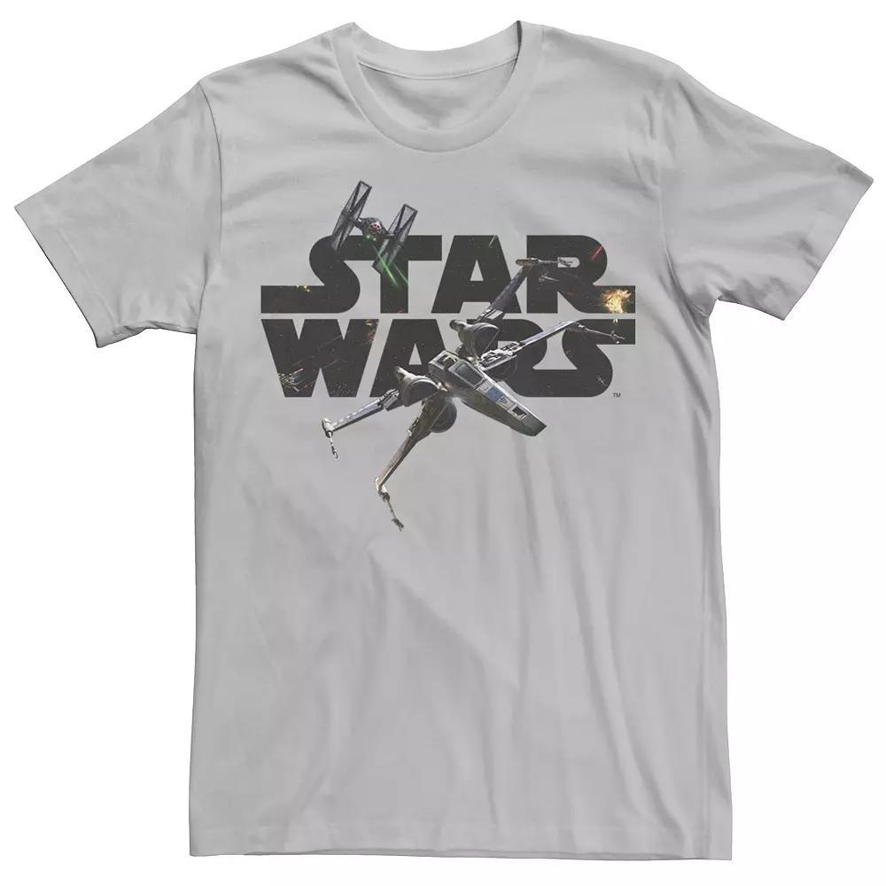 Men's Star Wars Logo Dogfight Episode 7 Tie Fighter Rebels Tee, Size: 3XL, Silver Product Image