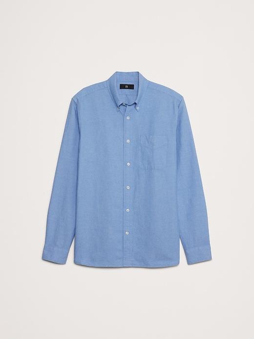 Standard-Fit Linen-Cotton Pique Shirt Product Image
