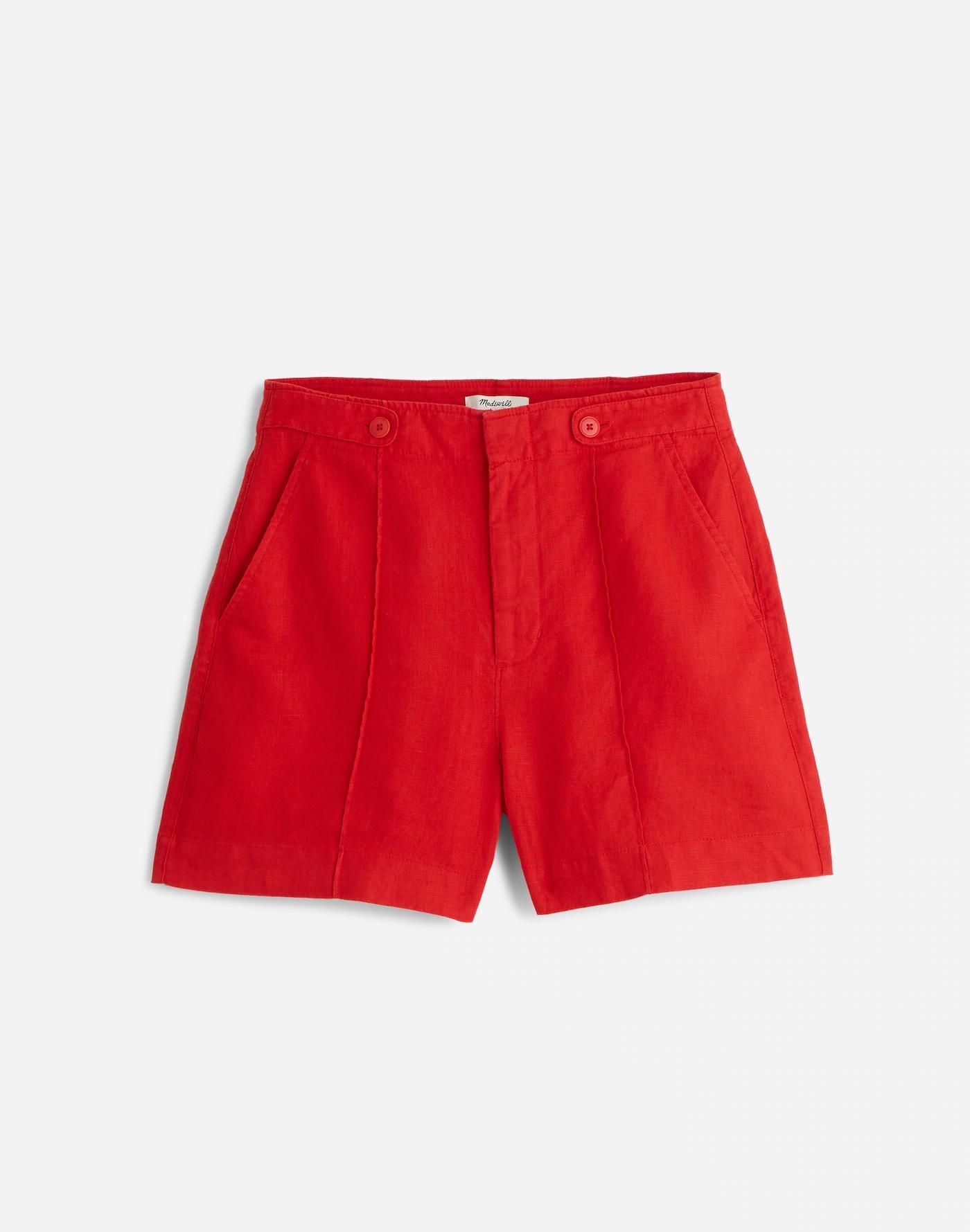 Clean Button-Tab Shorts in 100% Linen Product Image
