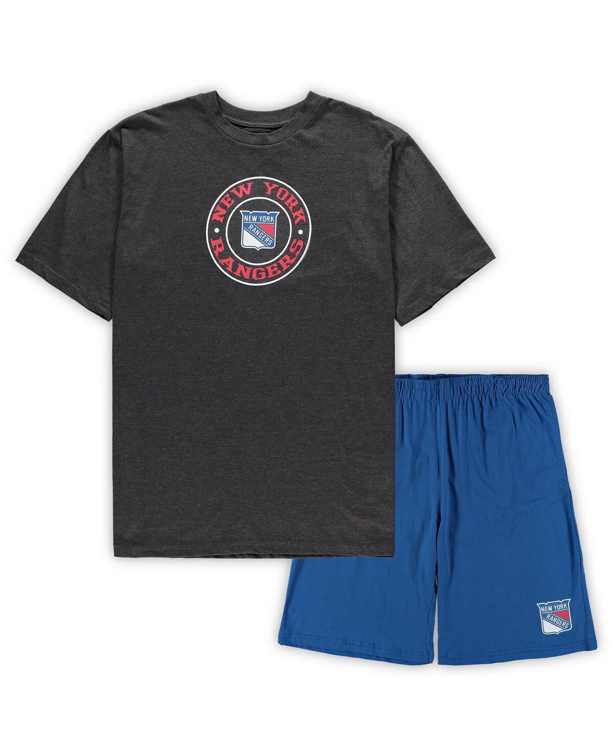 Men's Concepts Sport Blue/Heathered Charcoal New York Rangers Big & Tall T-Shirt & Shorts Sleep Set, Size: 3XLT, Ran Blue Product Image