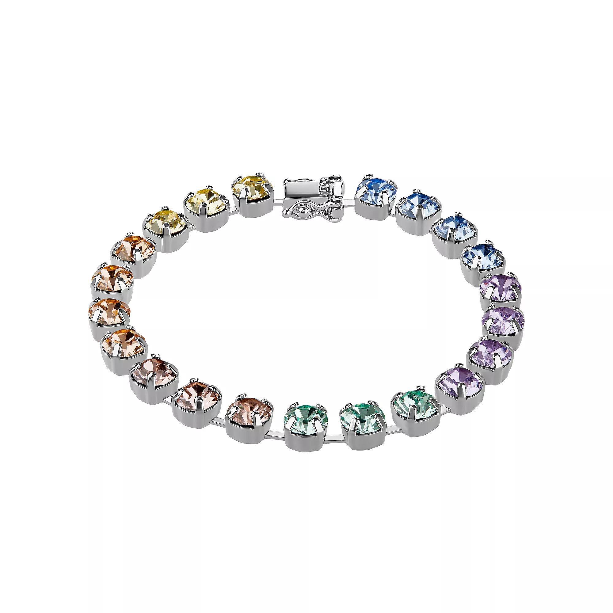 Brilliance Crystal Tennis Bracelet, Women's, Size: 7/8", Gold Tone Team Product Image