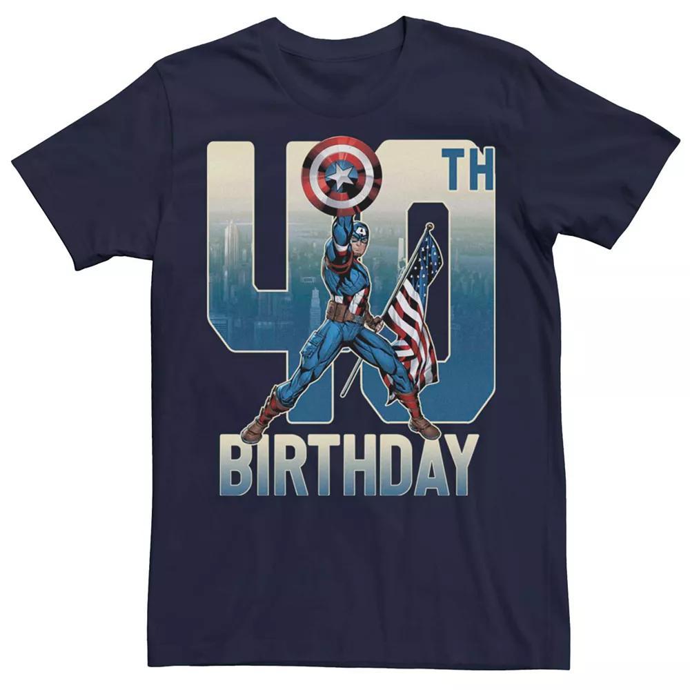 Men's Marvel Captain America 40th Birthday Tee, Size: Large, Blue Product Image