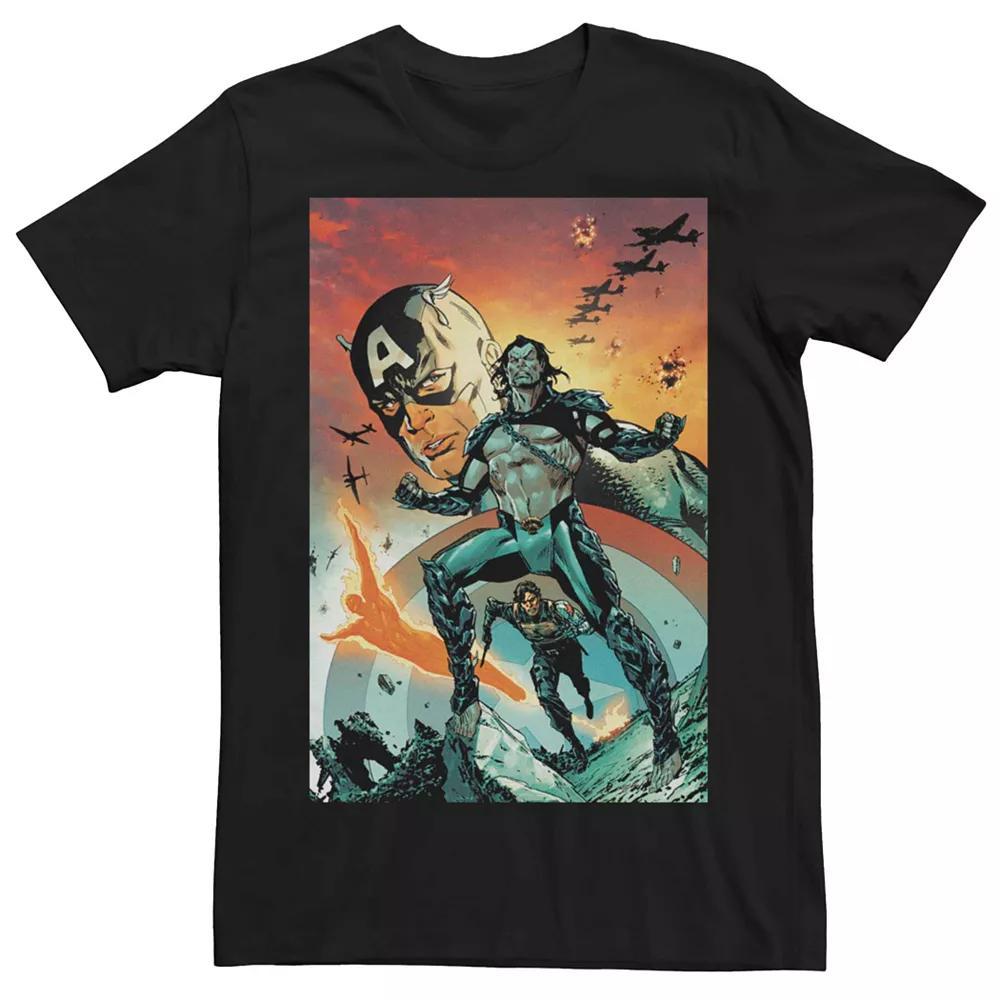 Men's Captain America Comic Cover Tee, Size: XXL, Black Product Image