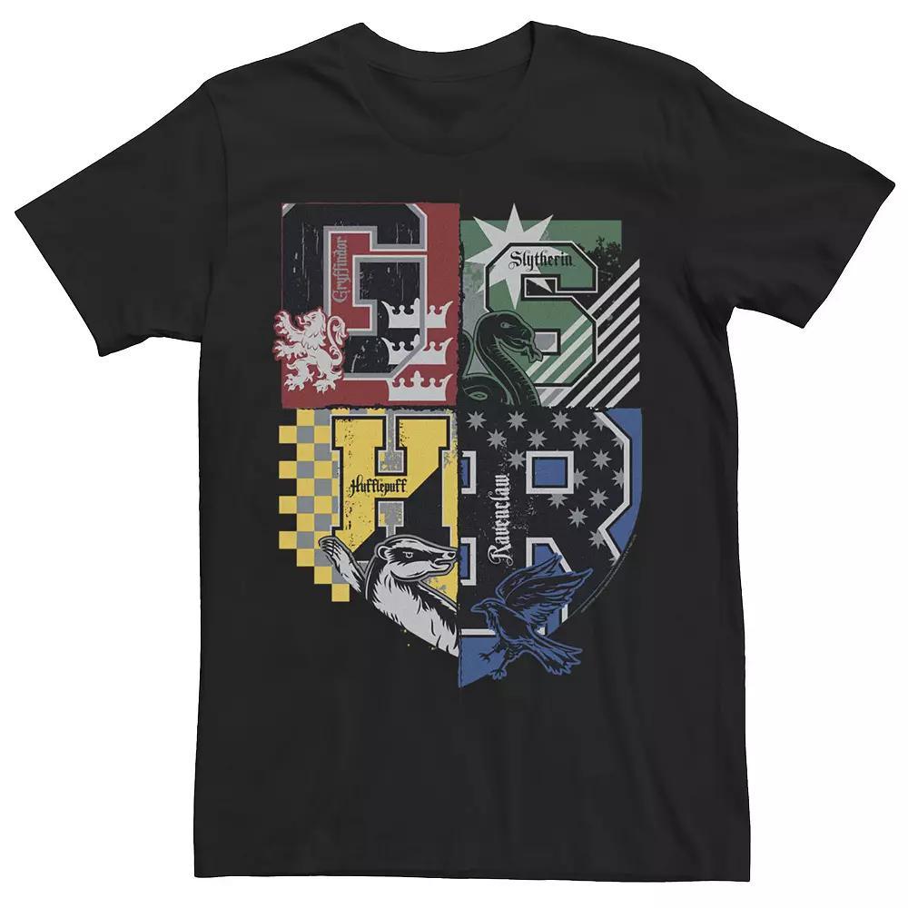 Men's Deathly Hallows 2 House Crests Colorful Badge Tee, Size: XL, Black Product Image