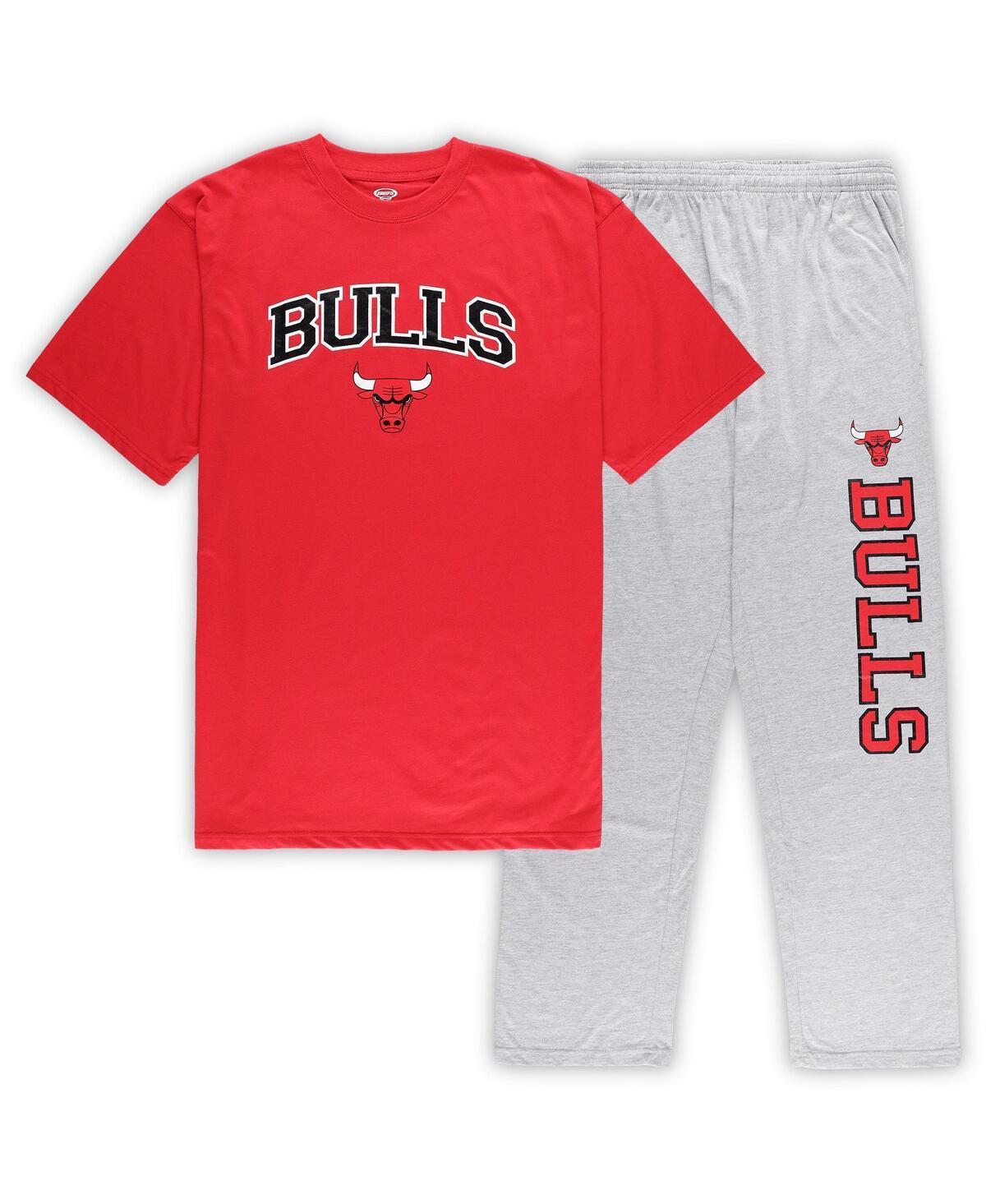 Men's Concepts Sport Red/Heather Gray Chicago Bulls Big & Tall T-Shirt and Pajama Pants Sleep Set, Size: 2XLT Product Image