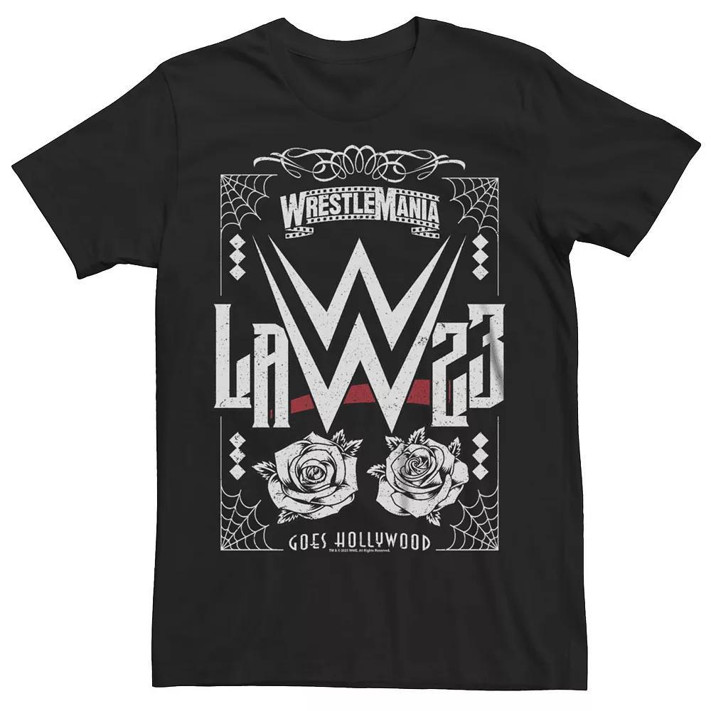 Men's WWE Wrestlemania Goes Hollywood LA 23 Roses Cobwebs Graphic Tee, Size: XL, Black Product Image