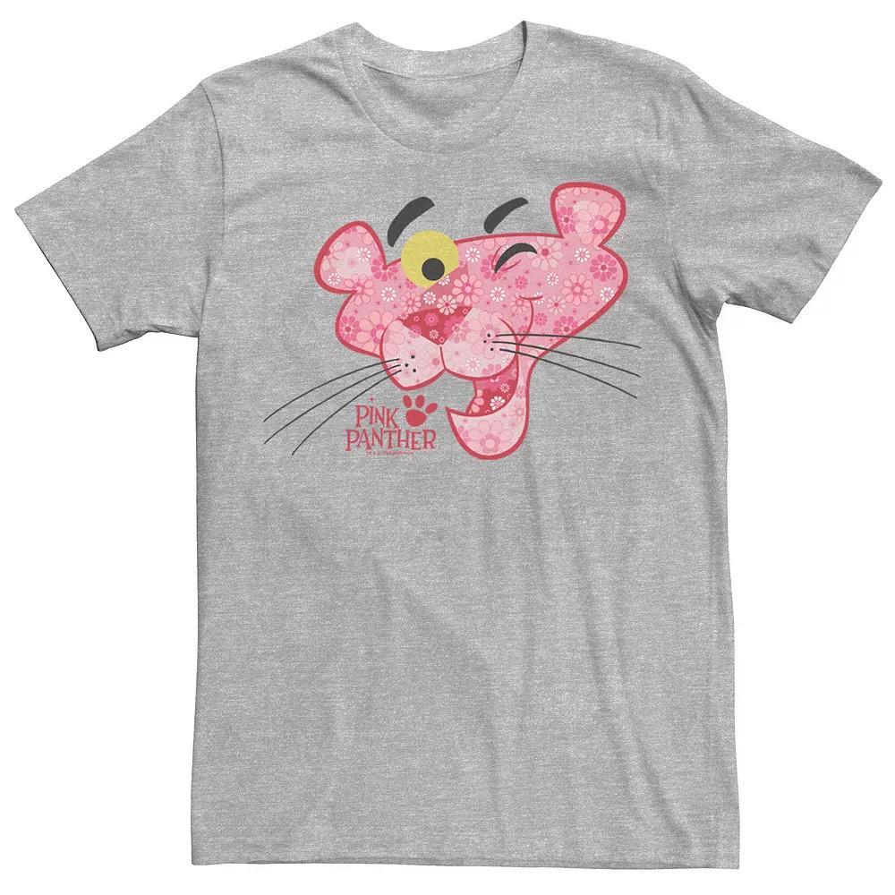 Men's The Pink Panther Floral Fill Big Face Tee, Size: Small, Athletic Grey Product Image