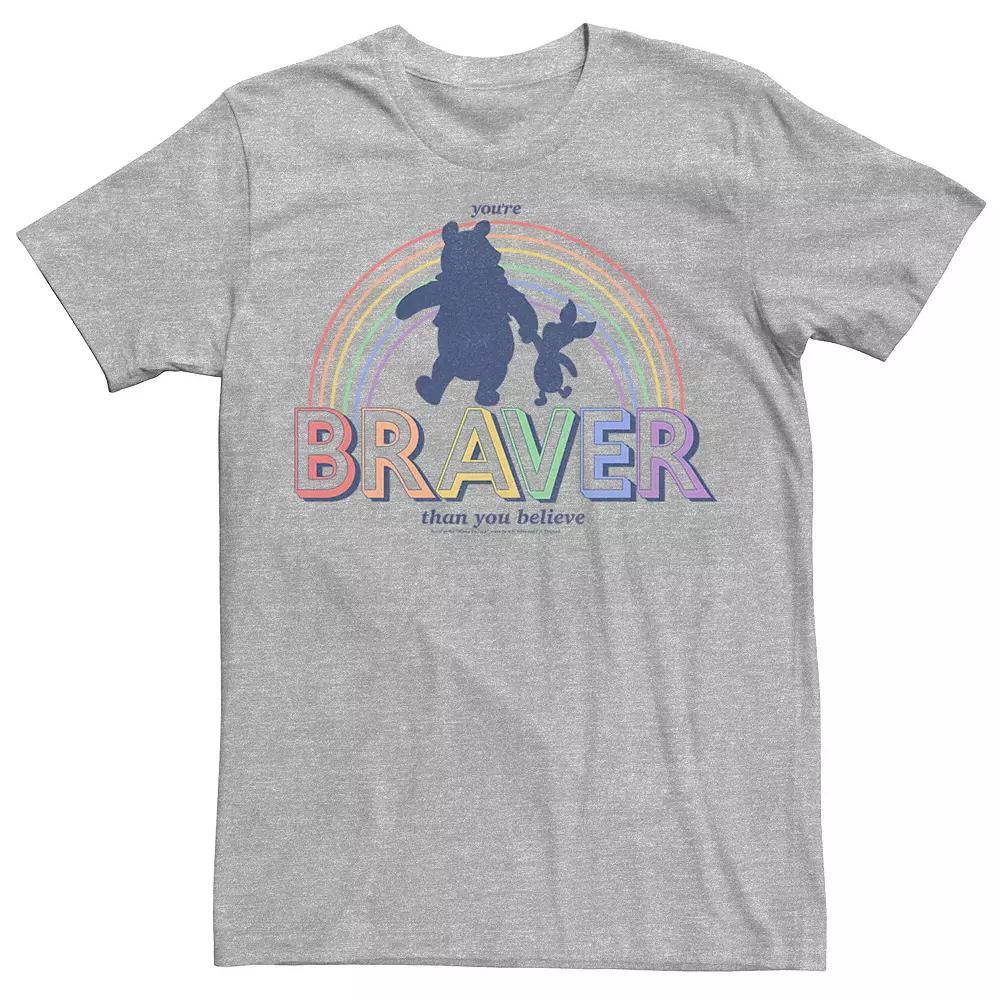 Disney's Winnie The Pooh And Piglet You're Braver Than You Believe Men's Graphic Tee, Size: Medium, Athletic Grey Product Image