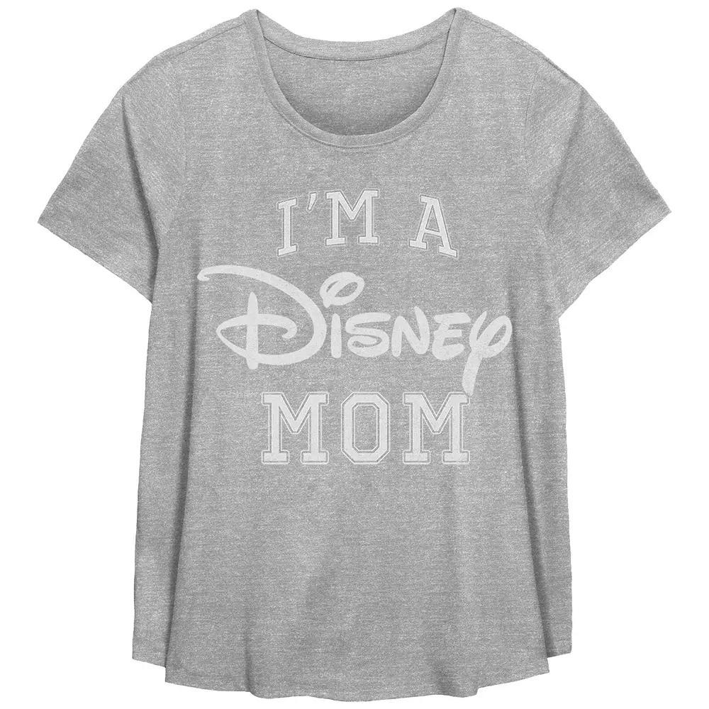 Disney's I'm A Disney Mom Varsity Style Women's Plus Graphic Tee, Size: 3XL, Grey Gray Product Image