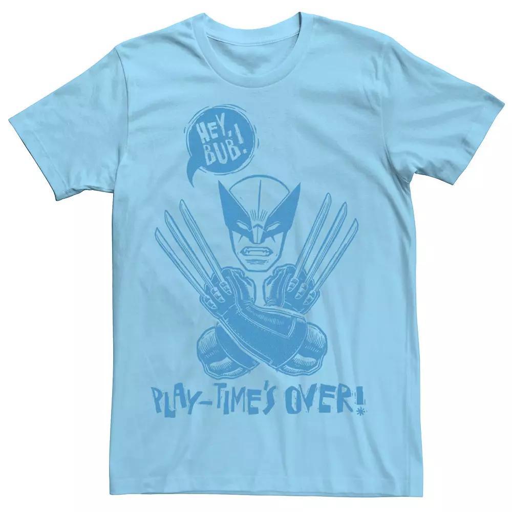 Men's Marvel Wolverine Play Times Over Tee, Size: Large, Light Blue Product Image