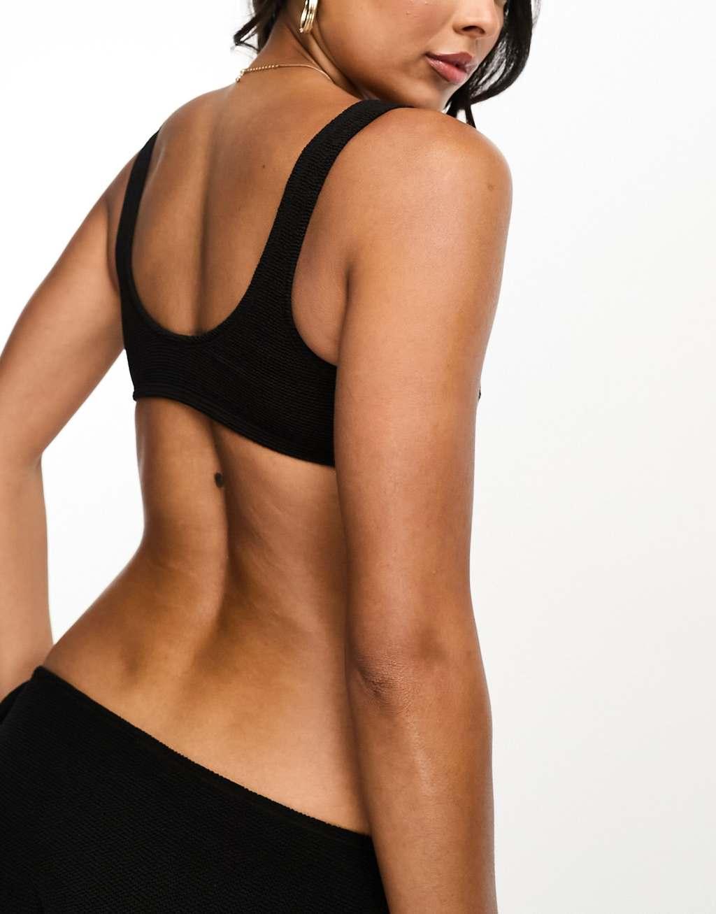 & Other Stories crinkle tie front triangle bikini top Product Image