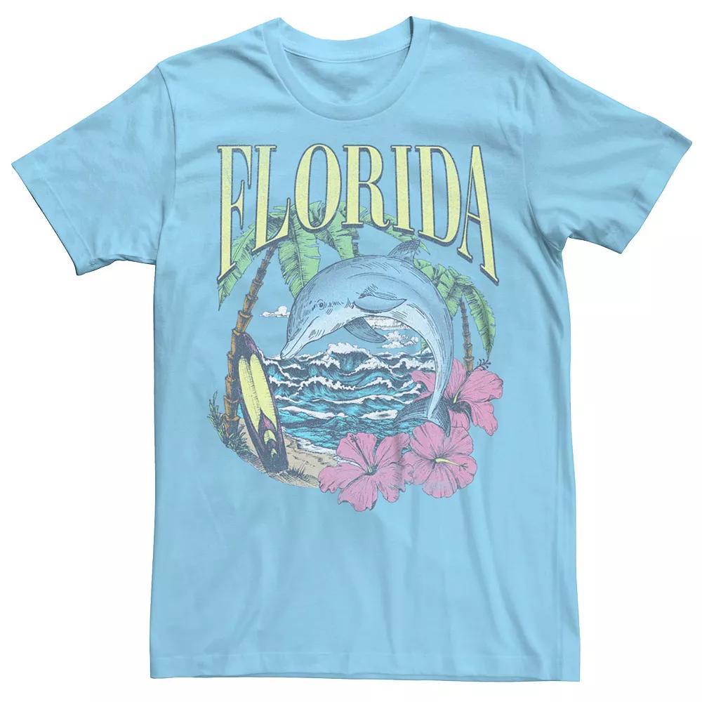 Men's Florida Dolphin In Beach Tee, Size: XXL, Light Blue Product Image