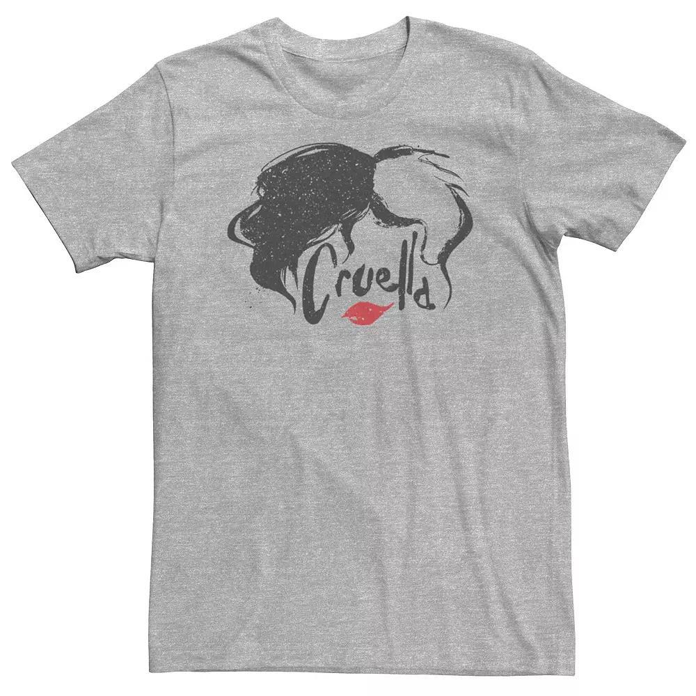 Big & Tall Disney Cruella Hair & Lips Logo Tee, Men's, Size: Large Tall, Athletic Grey Product Image