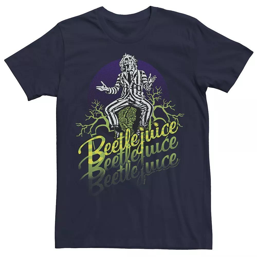 Big & Tall Beetlejuice Three Times Text Portrait Tee, Men's, Size: 3XL, Blue Product Image