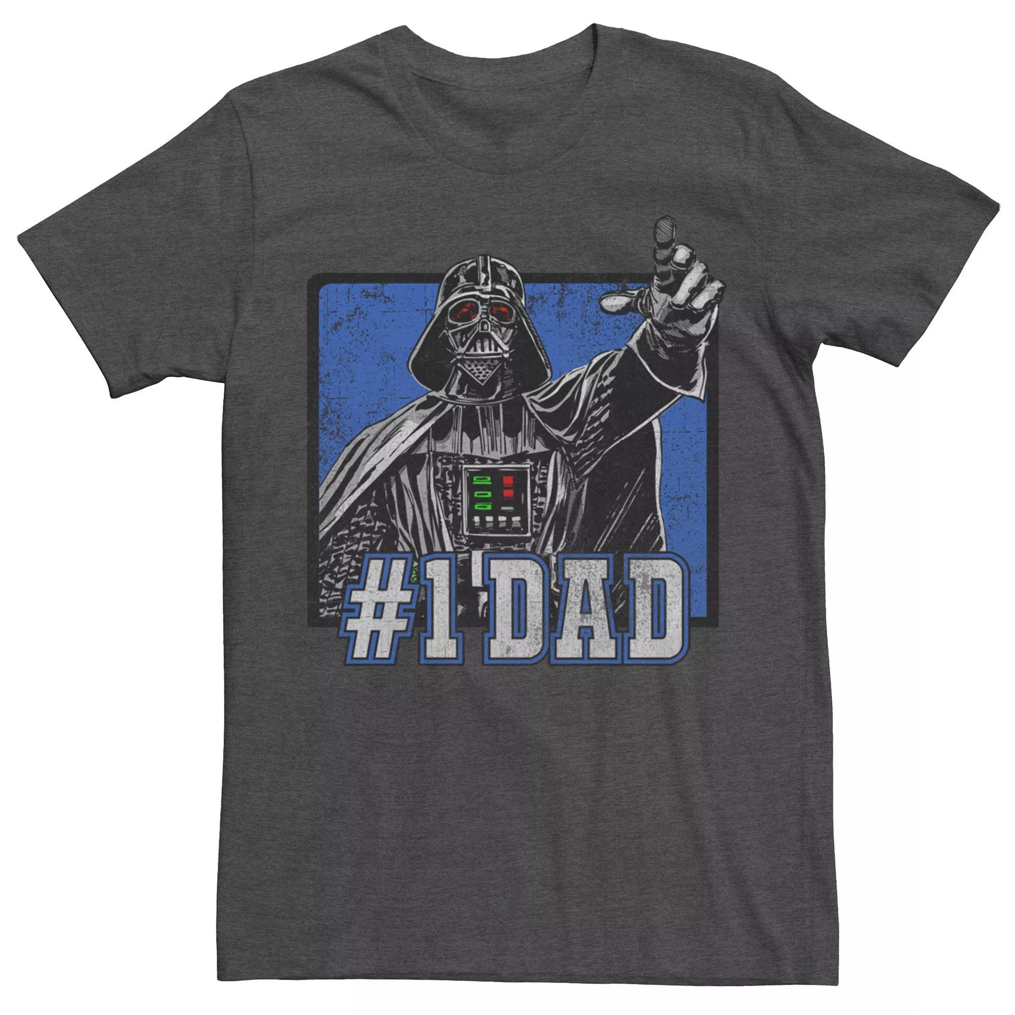 Men's Star Wars Darth Vader Number One Dad Retro Sketched Tee, Size: Small, Grey Heather Product Image
