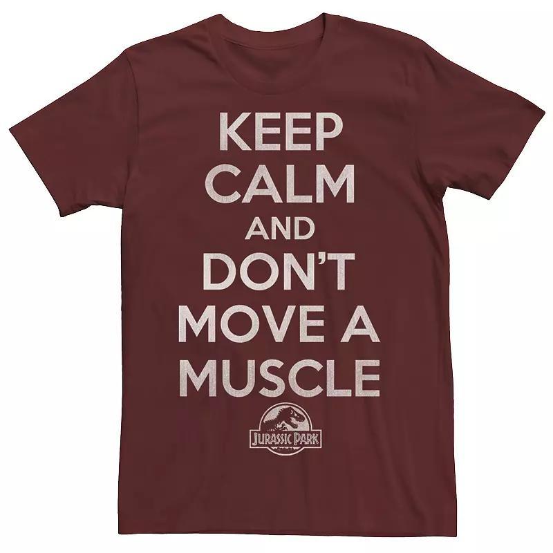 Men's Jurassic Park Keep Calm & Don't Move Graphic Tee, Size: XL, Navy Grey Product Image