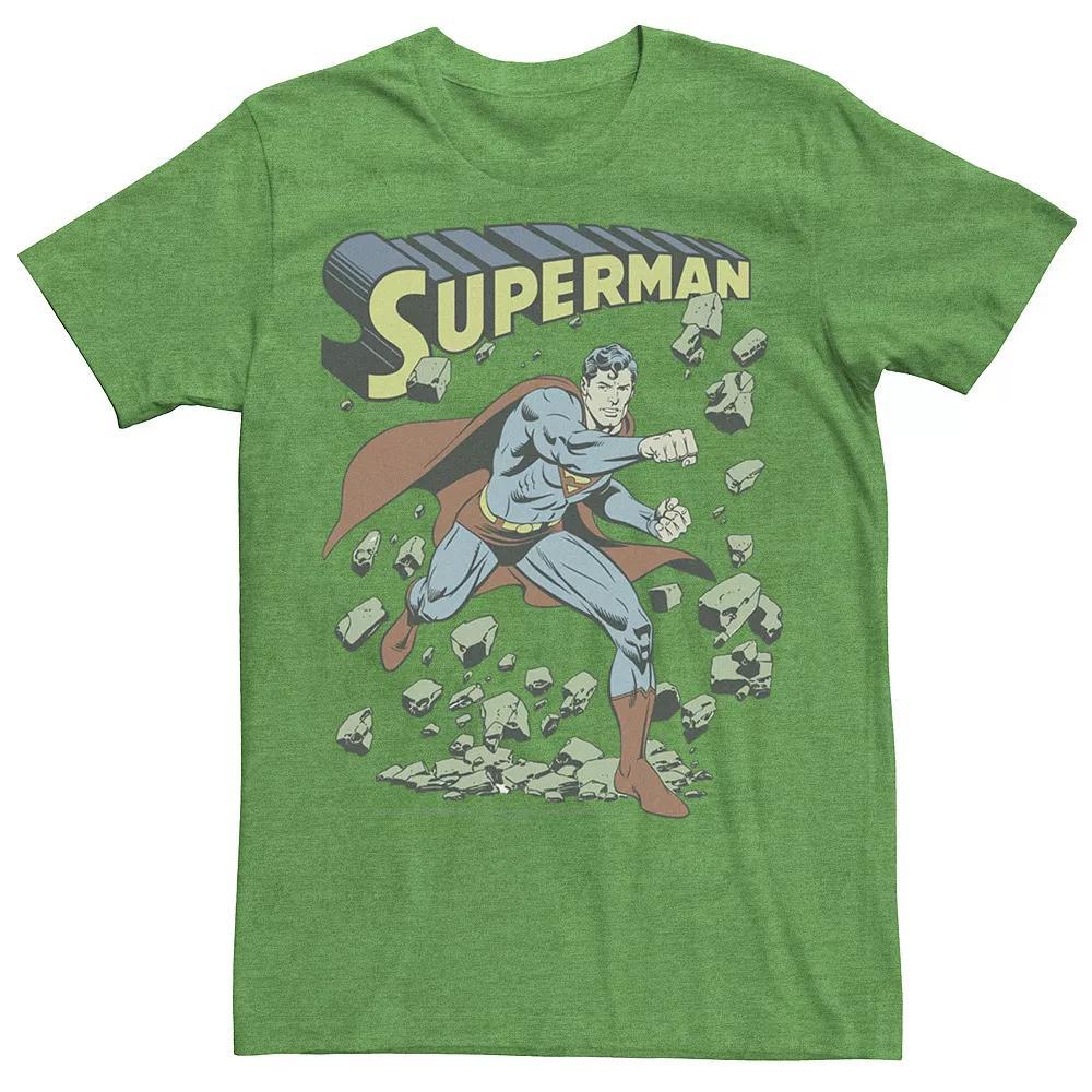 Mens DC Comics Superman With Rocks Vintage Poster Tee Athletic Grey Product Image