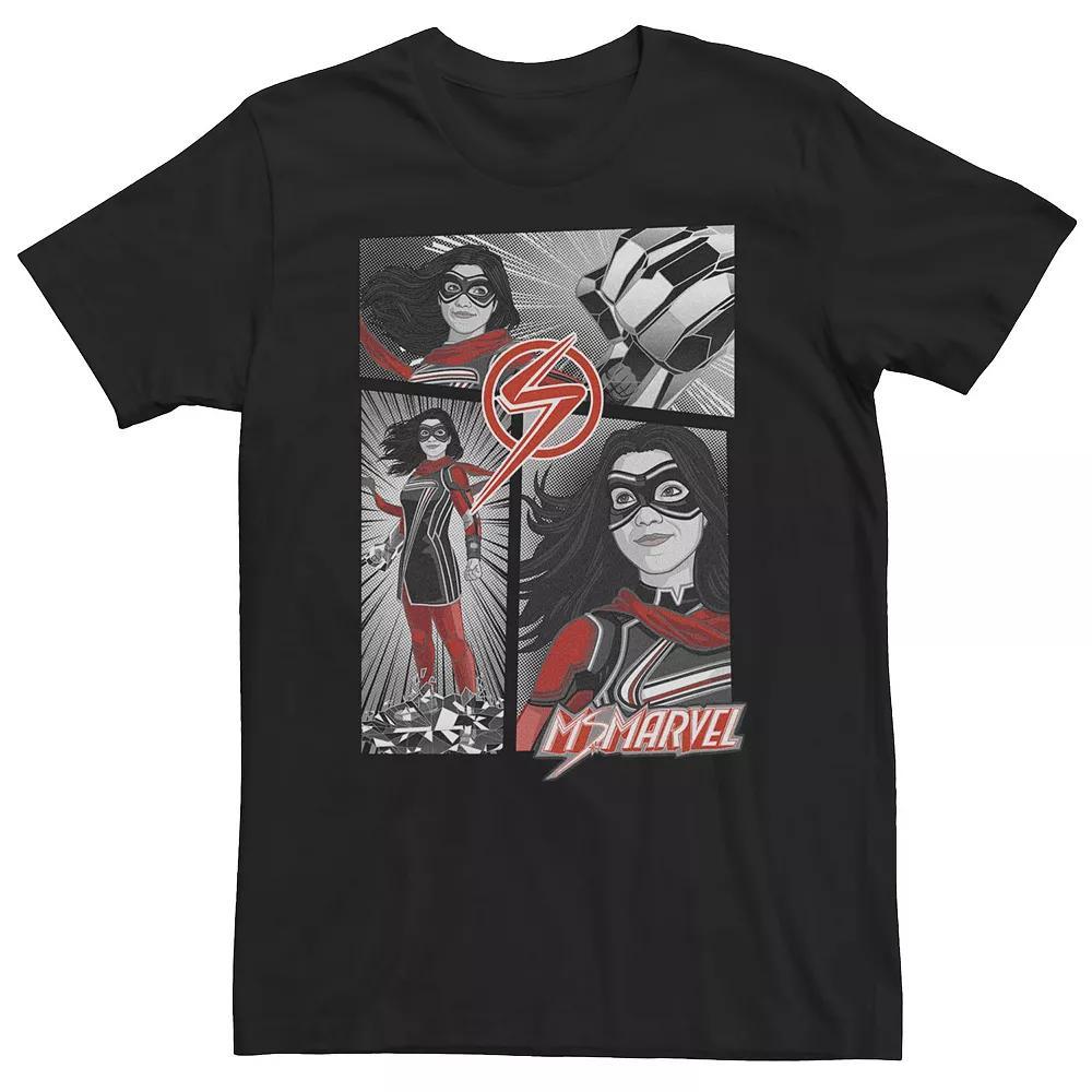 Big & Tall Marvel Ms Marve Comic Panels Tee, Men's, Size: 3XL Tall, Black Product Image