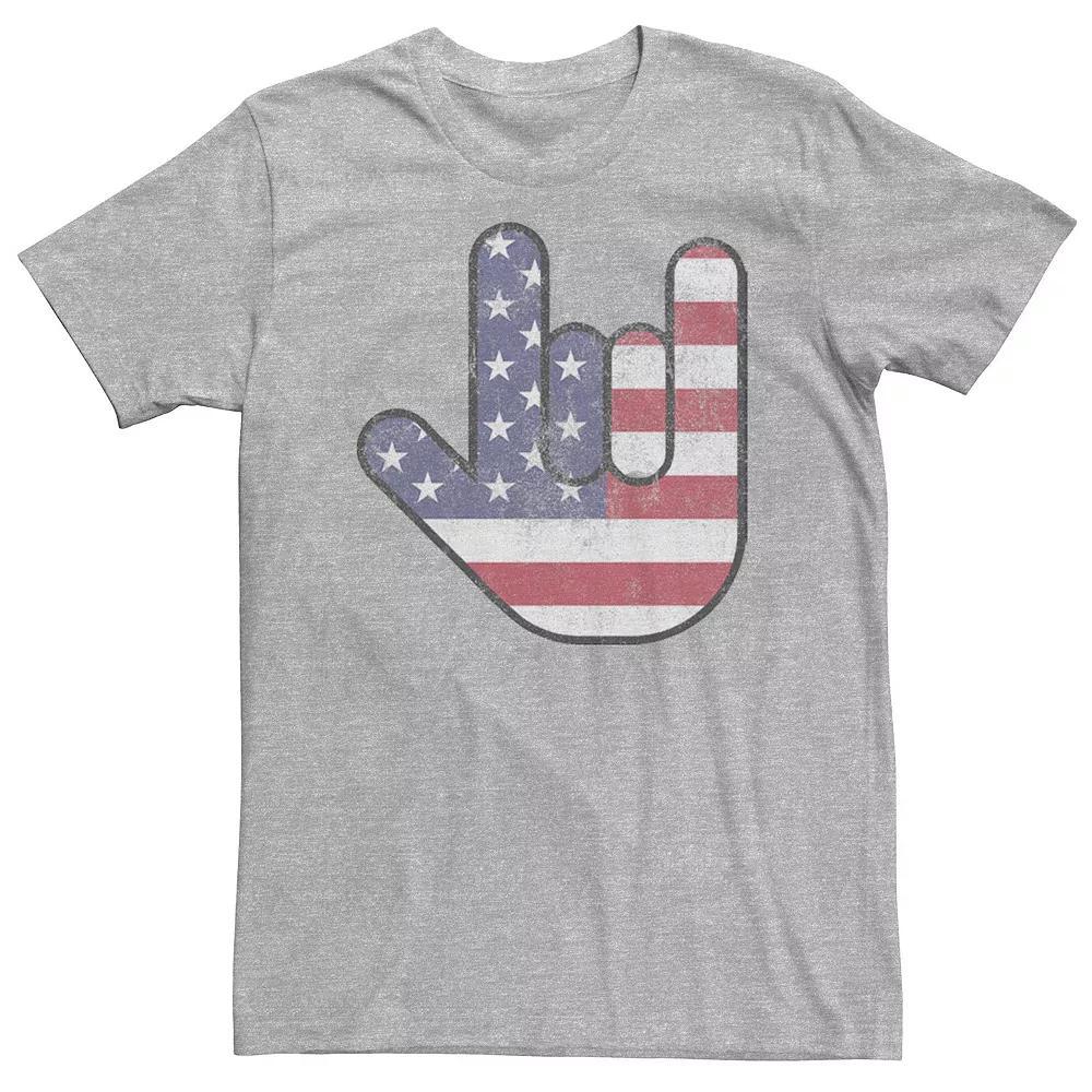 Big & Tall Rock On Hand USA Flag Tee, Men's, Size: XXL Tall, Athletic Grey Product Image