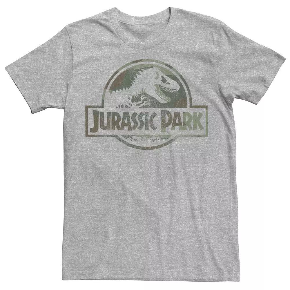 Mens Jurassic Park Camo Fossil Logo Tee, Men's, Size: Small, Athletic Grey Product Image