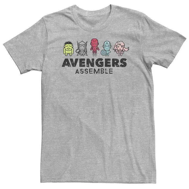 Big & Tall Marvel Avengers Assemble Cartoon Chest Logo Tee, Men's, Size: 4XL, Athletic Grey Product Image