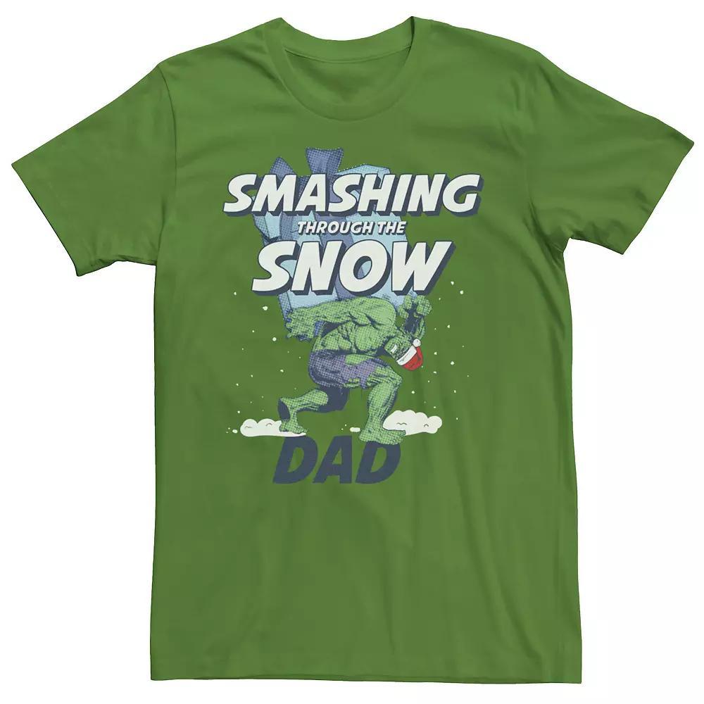Men's Marvel Hulk Smashing Through The Snow Dad Tee, Size: Large, Kelly Product Image