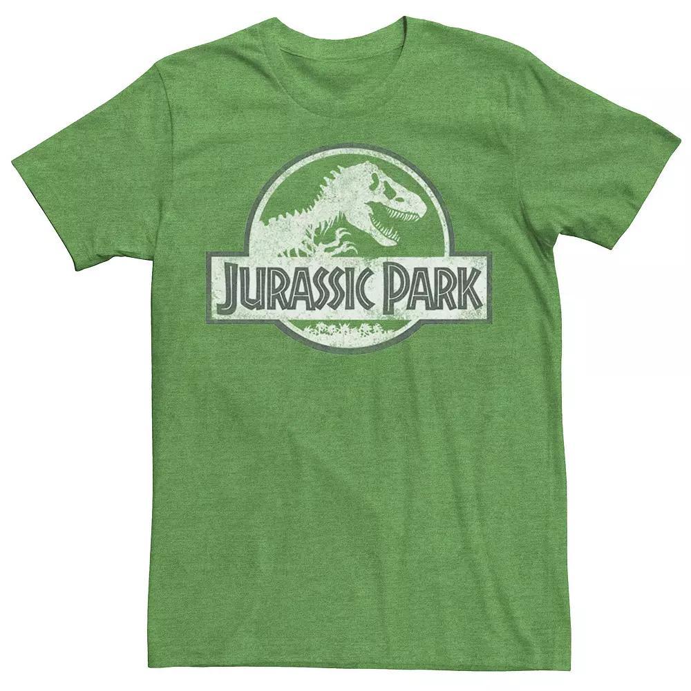 Mens Jurassic Park White Distressed Circle Logo Graphic Tee Product Image