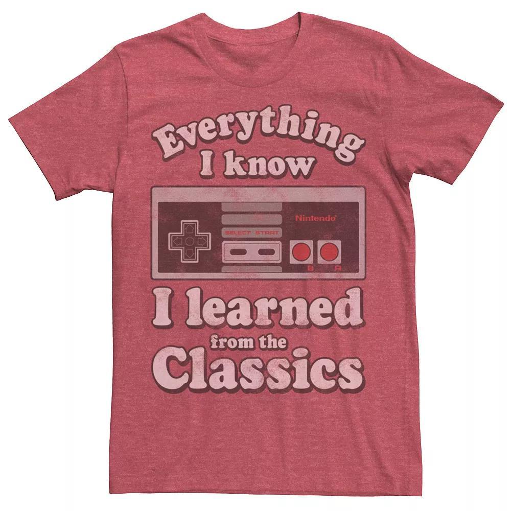 Mens Nintendo NES Controller Learn The Classics Tee Red Grey Product Image