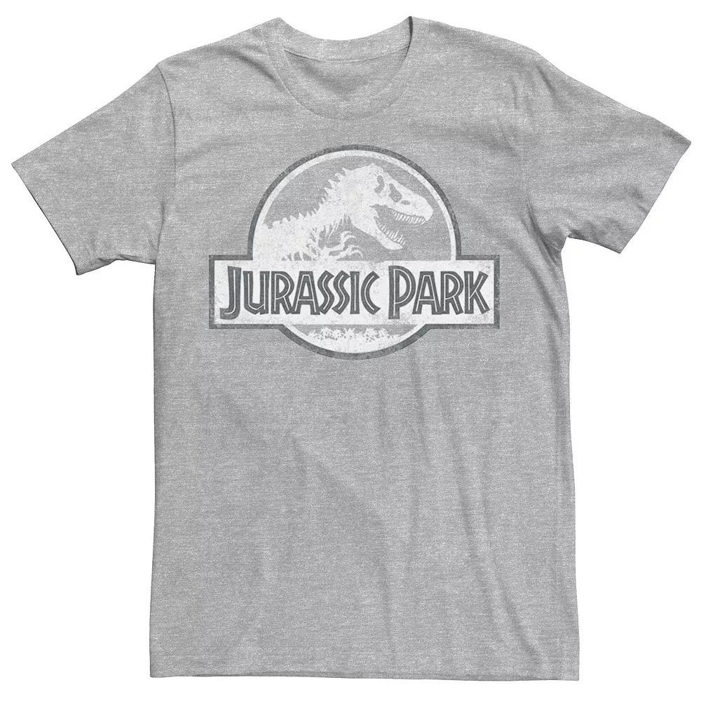 Mens Jurassic Park White Distressed Circle Logo Graphic Tee Product Image