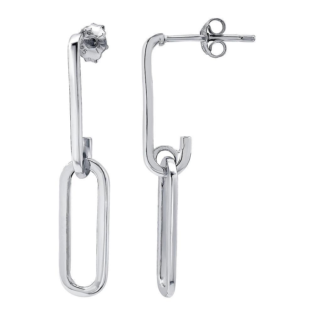 Aleure Precioso Sterling Silver Paperclip Link Linear Drop Earrings, Women's, Silver Tone Product Image