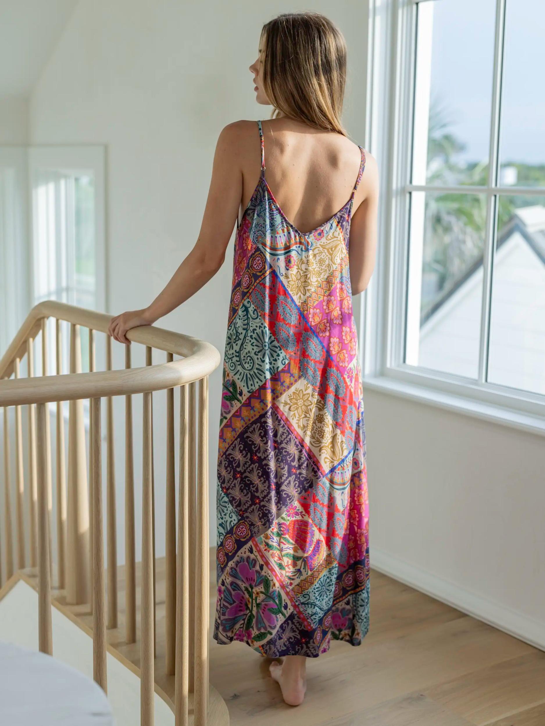 Gracie Slip Maxi Dress - Boho Blooms Patchwork Product Image
