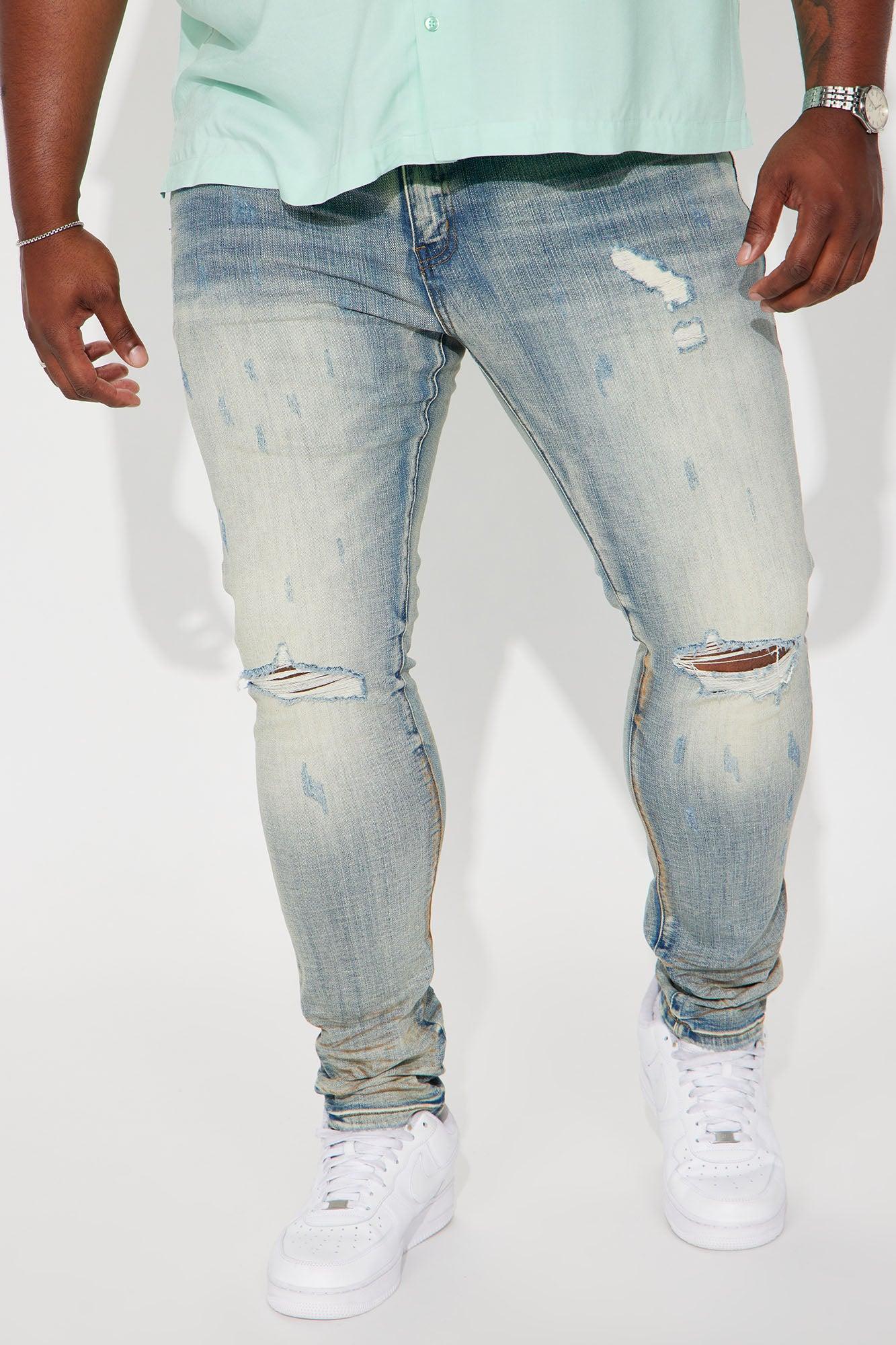 Drop It Ripped Knee Stacked Skinny Jeans - Medium Wash Product Image